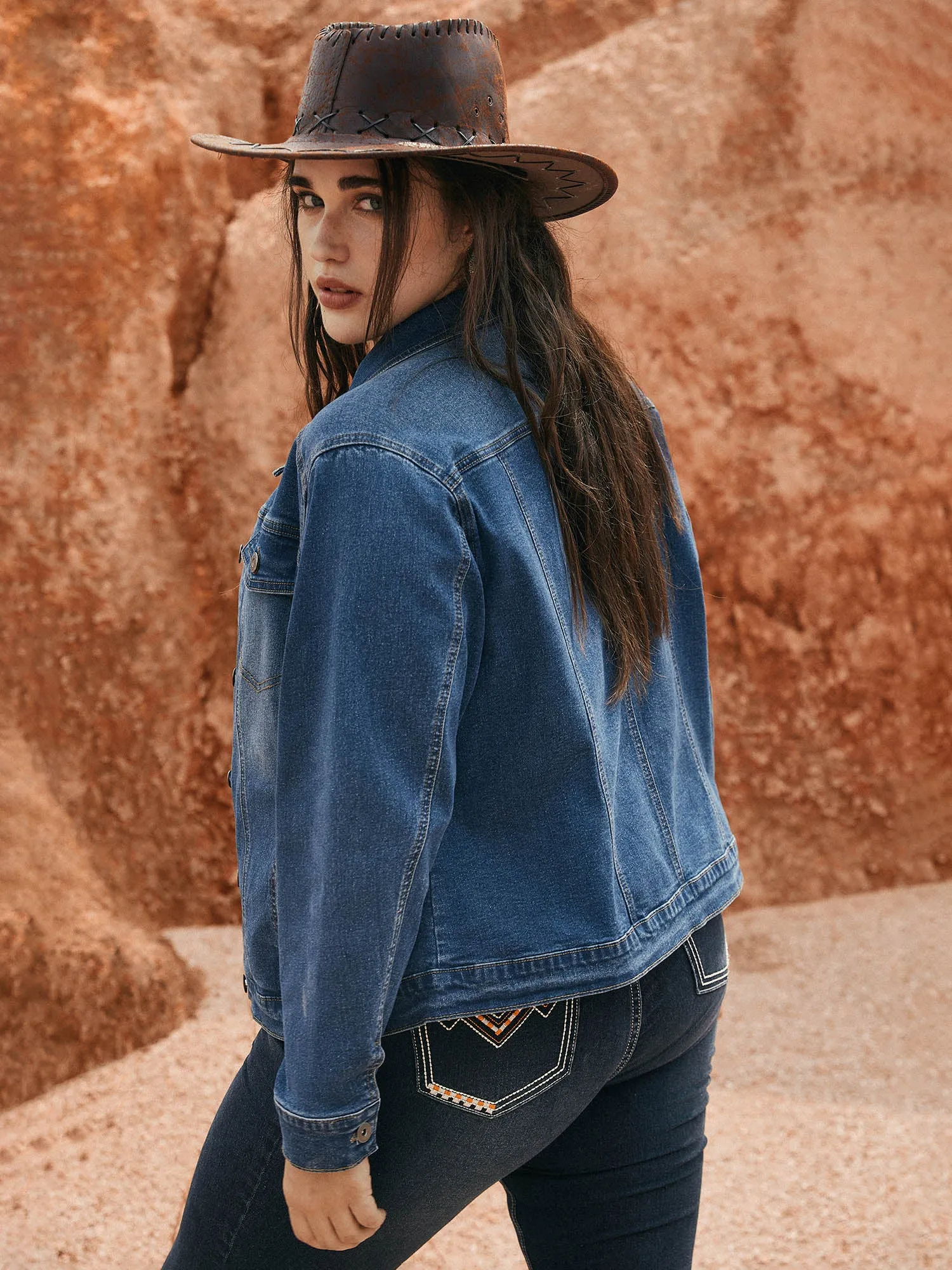 Stretch Denim Pockets Slim-Fit Jacket sold by Bloomchic product image thumbnail 3