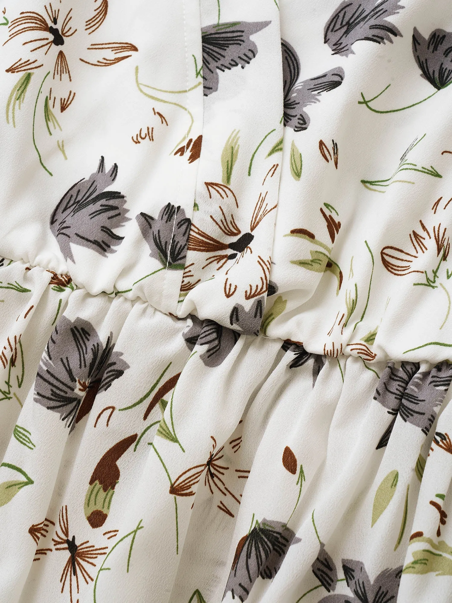 Floral Surplice Neck Ruffles Gathered Blouse sold by Bloomchic product image thumbnail 5