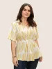Shirt Collar Striped Wrap Pleated Blouse sold by Bloomchic