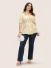 Shirt Collar Striped Wrap Pleated Blouse sold by Bloomchic