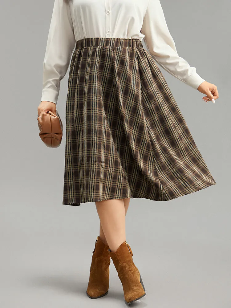 Plaid Print Pocket Elastic Waist Skirt sold by Bloomchic product image thumbnail 3