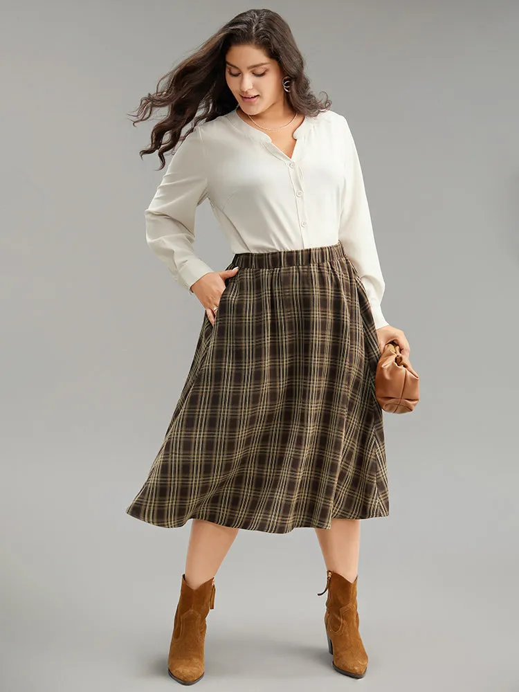 Plaid Print Pocket Elastic Waist Skirt sold by Bloomchic product image thumbnail 4