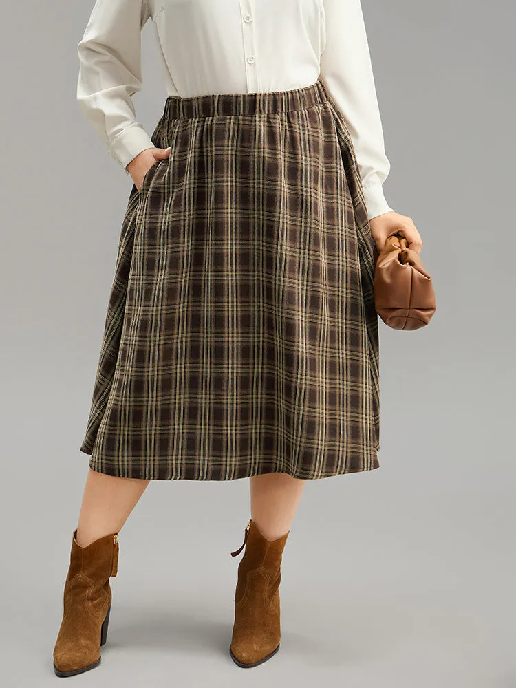 Plaid Print Pocket Elastic Waist Skirt sold by Bloomchic product image thumbnail 5