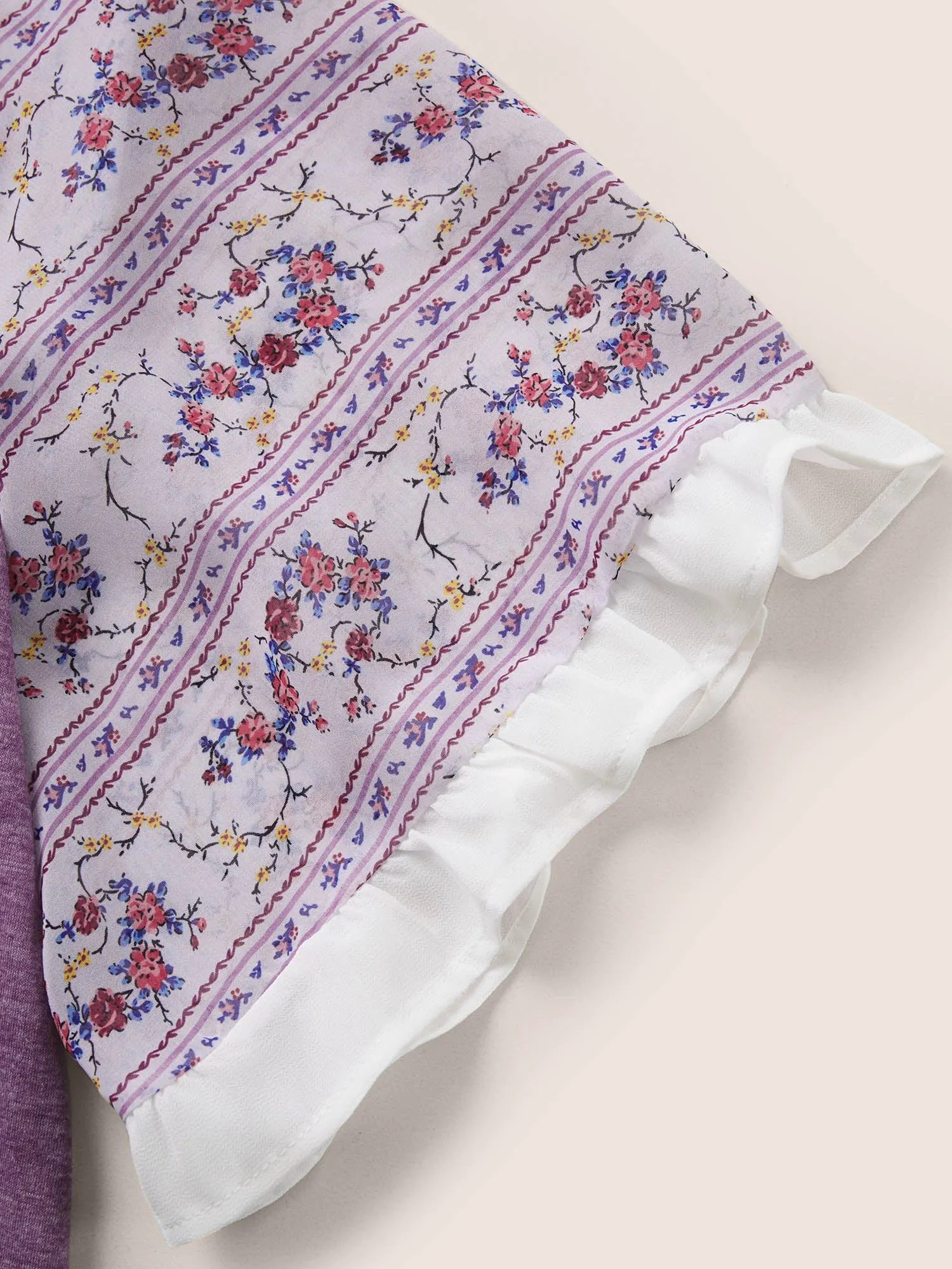 Ditsy Floral Patchwork Frill Trim Raglan Sleeve T-shirt sold by Bloomchic product image thumbnail 5