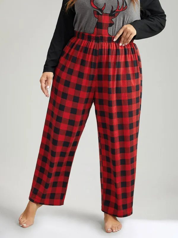 Plaid Pocket Elastic Waist Sleep Pants sold by Bloomchic
