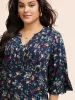 Ditsy Floral Pleated Flutter Sleeve Blouse sold by Bloomchic