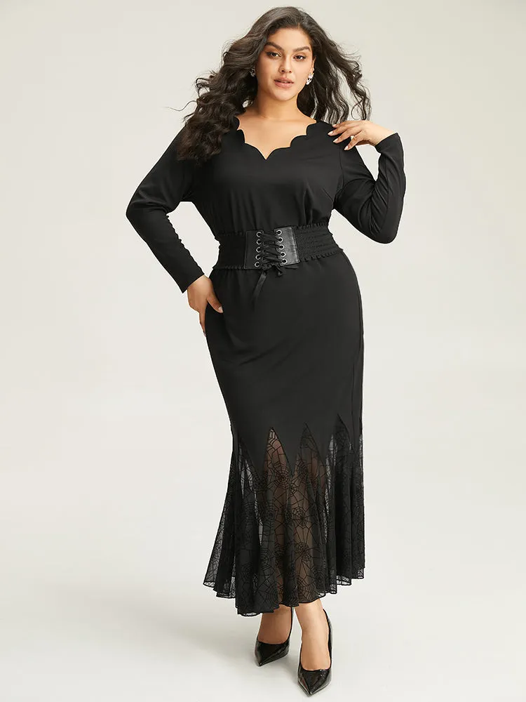 Halloween Solid Scalloped Trim Knit T-shirt sold by Bloomchic product image thumbnail 2