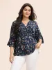 Ditsy Floral Pleated Flutter Sleeve Blouse sold by Bloomchic