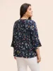 Ditsy Floral Pleated Flutter Sleeve Blouse sold by Bloomchic