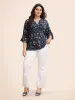 Ditsy Floral Pleated Flutter Sleeve Blouse sold by Bloomchic