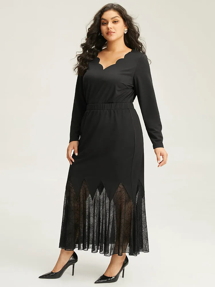 Halloween Solid Scalloped Trim Knit T-shirt sold by Bloomchic product image thumbnail 4