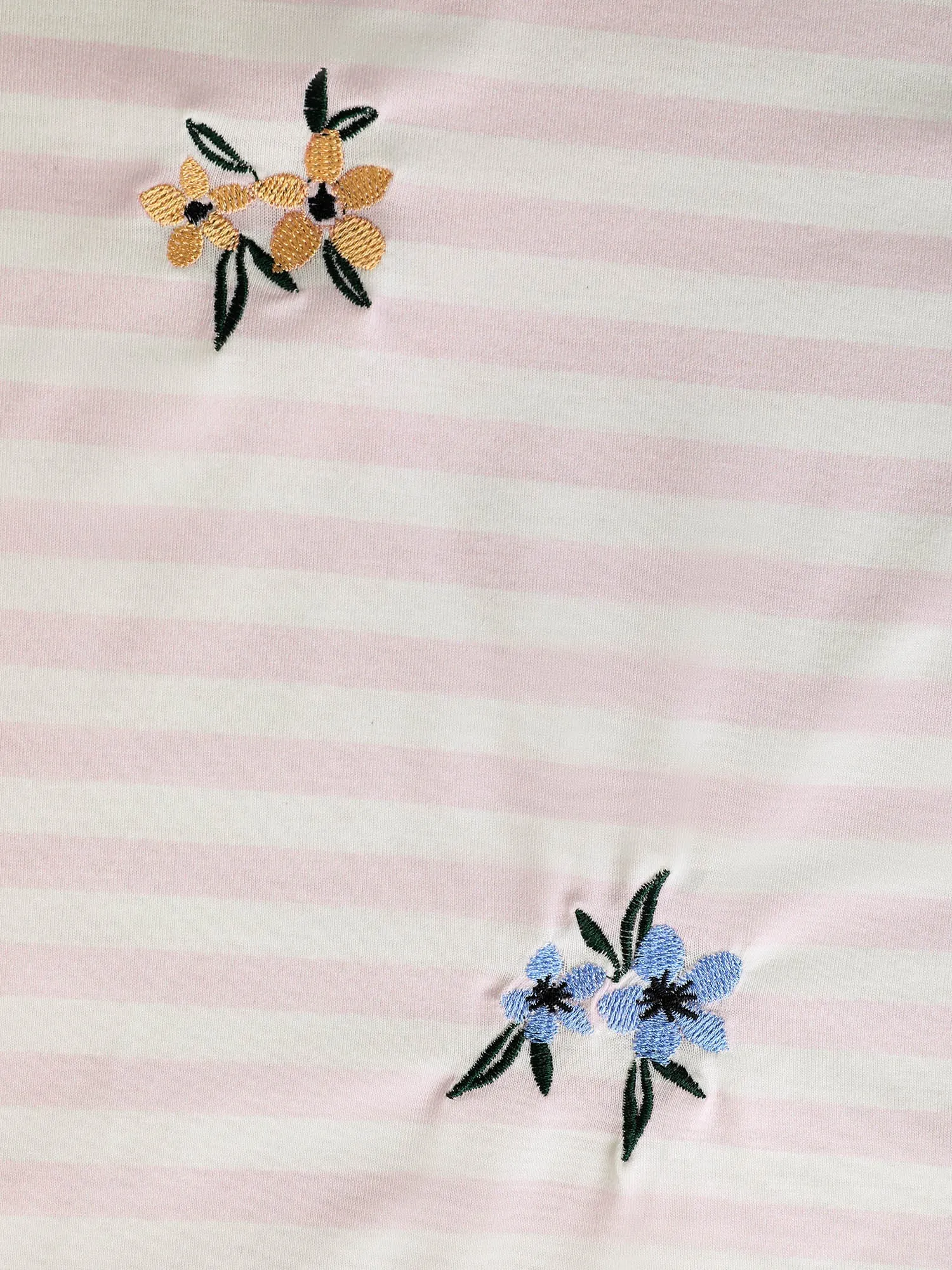 Floral & Butterfly Embroidered Striped Crew Neck T-shirt sold by Bloomchic product image thumbnail 5