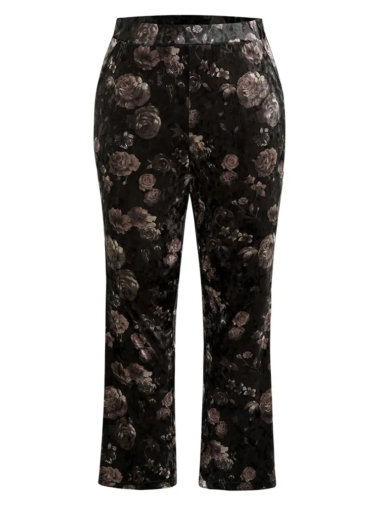 Floral Texture Velvet Flare Leg Pants sold by Bloomchic product image thumbnail 5