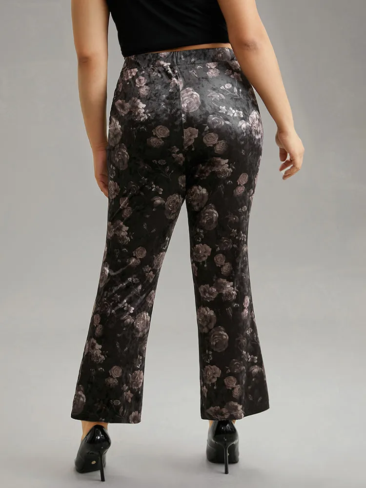 Floral Texture Velvet Flare Leg Pants sold by Bloomchic product image thumbnail 2