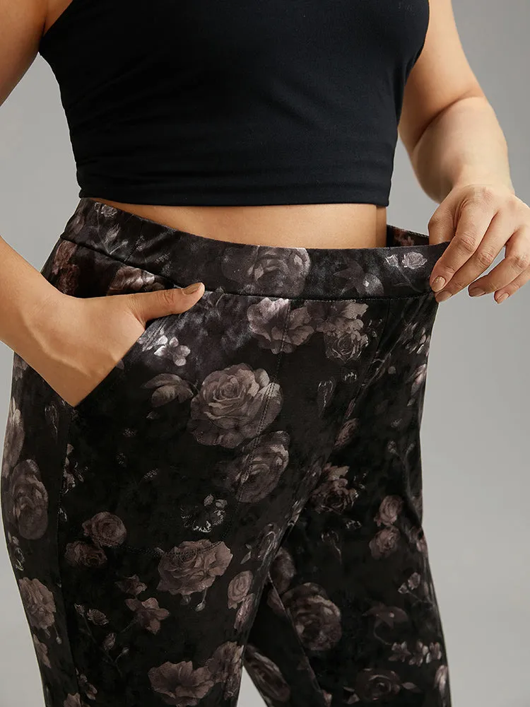 Floral Texture Velvet Flare Leg Pants sold by Bloomchic product image thumbnail 3