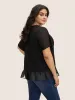 V Neck Meah Patchwork Ruffle Trim Blouse sold by Bloomchic