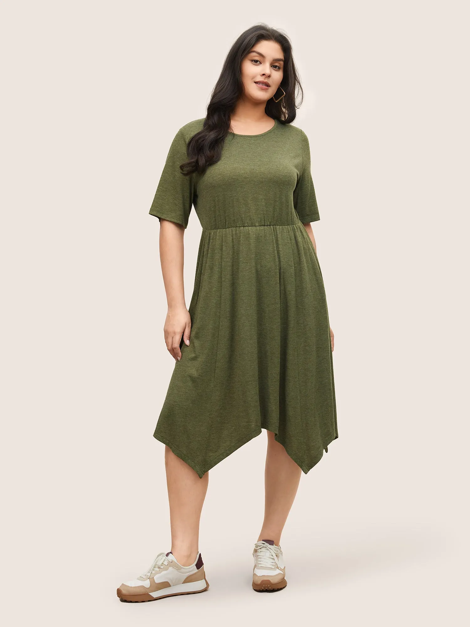 Supersoft Essentials Solid Hanky Hem Dress sold by Bloomchic