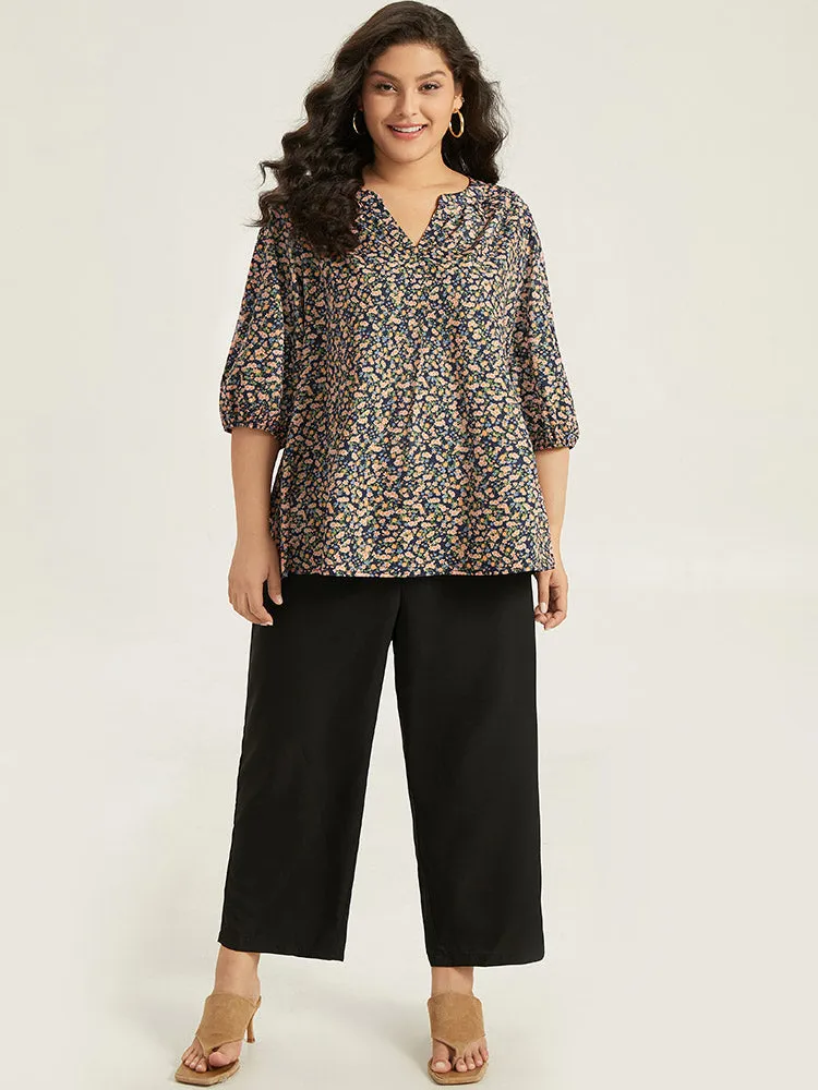 Ditsy Floral Notched Elastic Cuffs Blouse sold by Bloomchic product image thumbnail 4