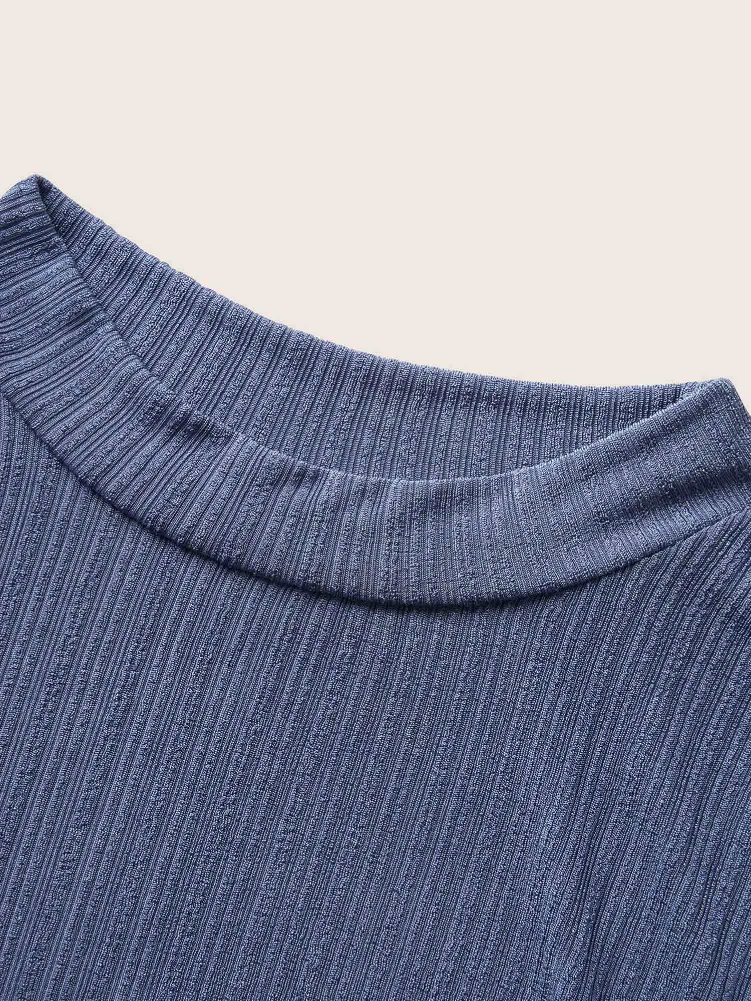 Plain Textured Mock Neck Skinny T-shirt sold by Bloomchic product image thumbnail 5