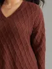 Supersoft Essentials V Neck Solid Split Side Cable Knit Pullover sold by Bloomchic