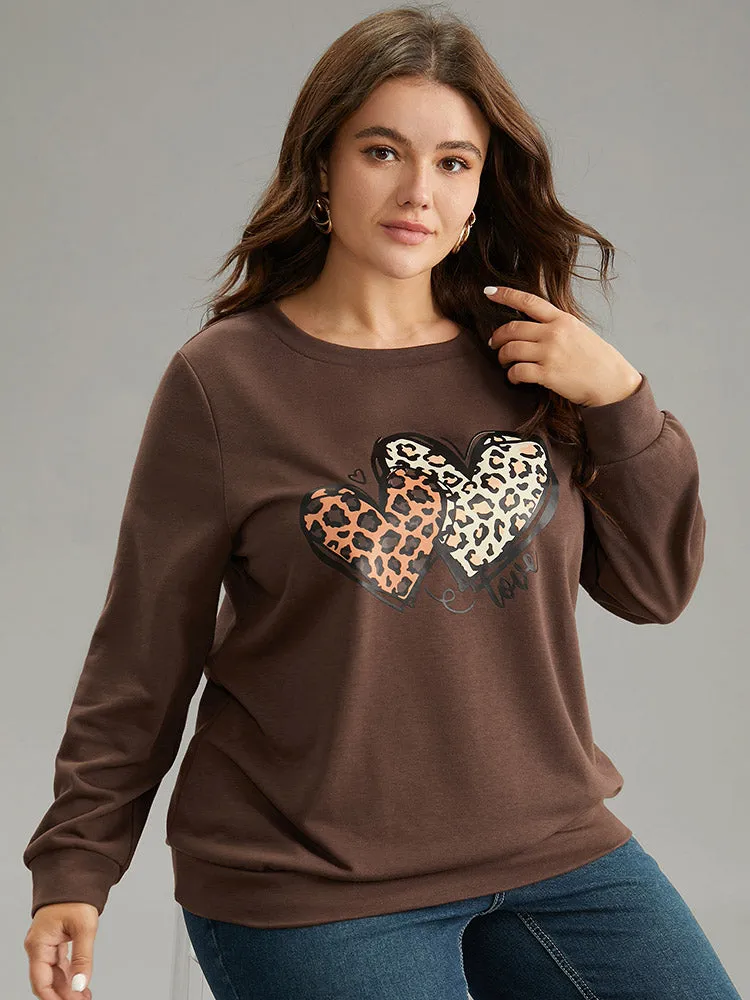 Heart Leopard Round Neck Sweatshirt sold by Bloomchic product image thumbnail 4