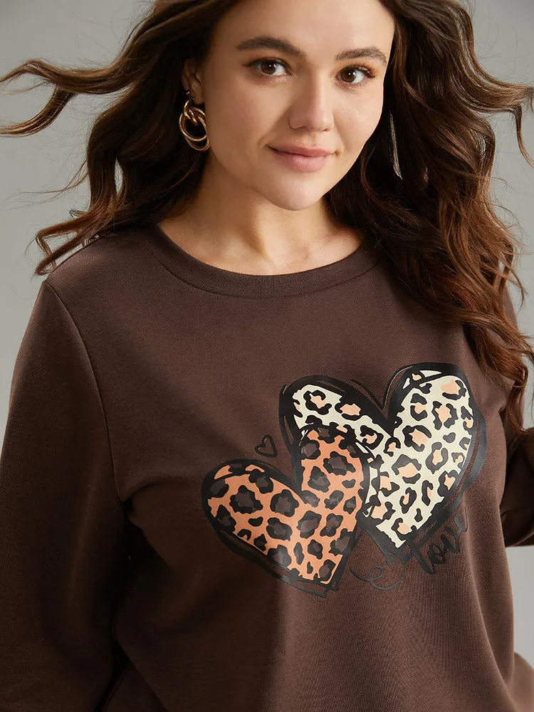 Heart Leopard Round Neck Sweatshirt sold by Bloomchic product image thumbnail 2