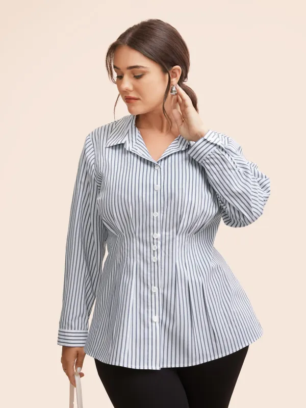 No-Gape Buttons Slim Fit Stretch Woven Blouse sold by Bloomchic