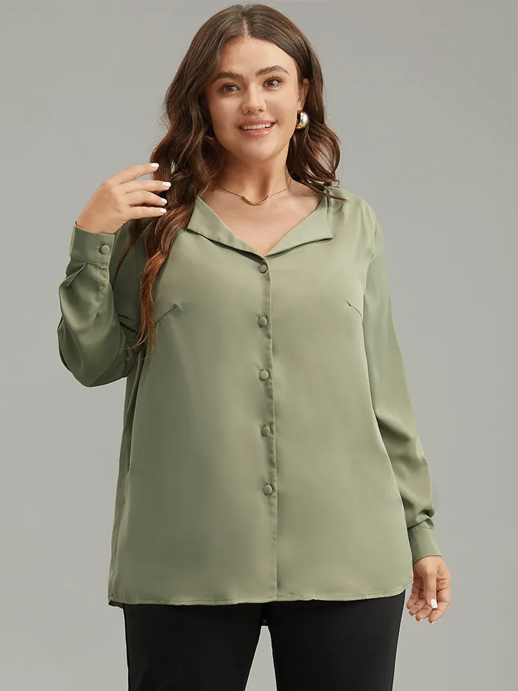 Lapel Collar Button Up Blouse sold by Bloomchic