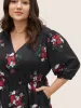 Floral Elastic Waist Overlap Collar Gathered Jumpsuit sold by Bloomchic
