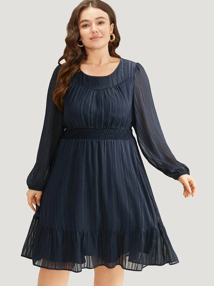 Plisse Shirred Pocket Lantern Sleeve Dress sold by Bloomchic