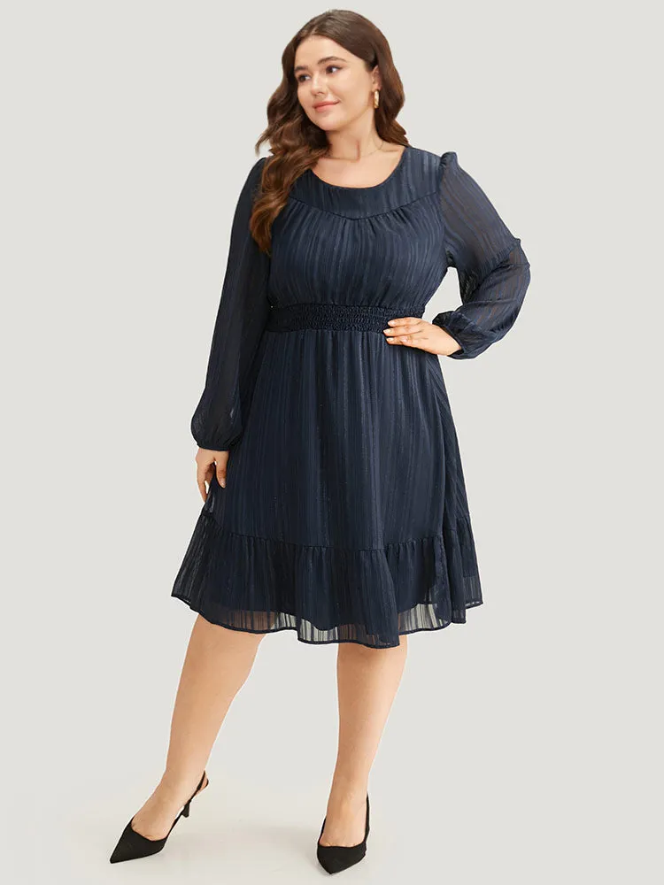 Plisse Shirred Pocket Lantern Sleeve Dress sold by Bloomchic product image thumbnail 4