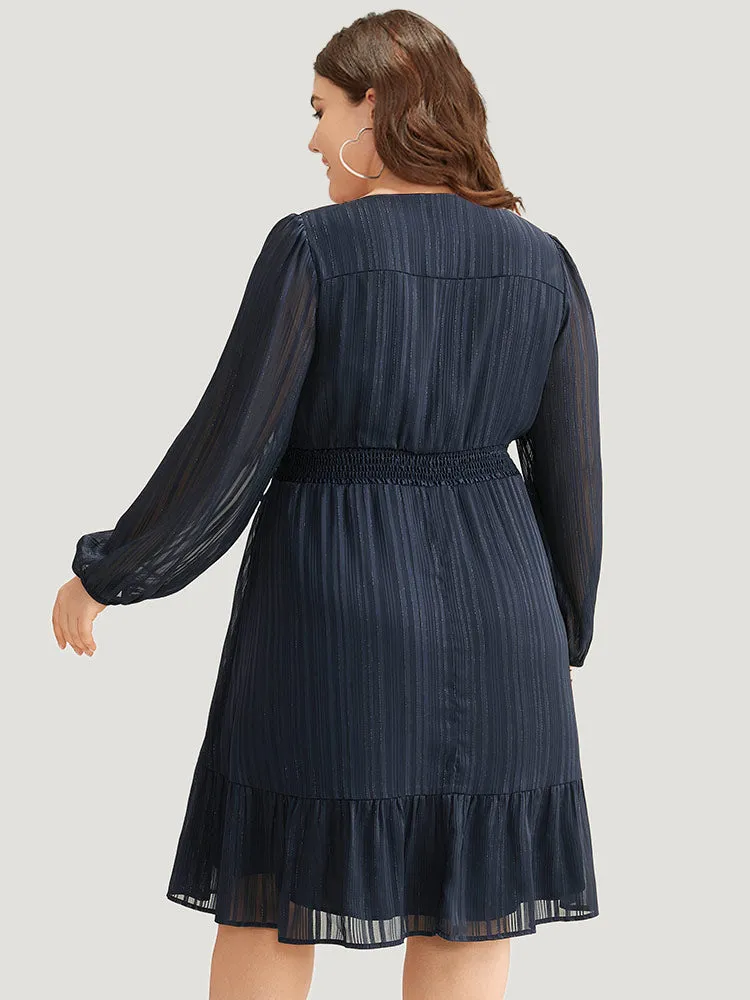 Plisse Shirred Pocket Lantern Sleeve Dress sold by Bloomchic product image thumbnail 3