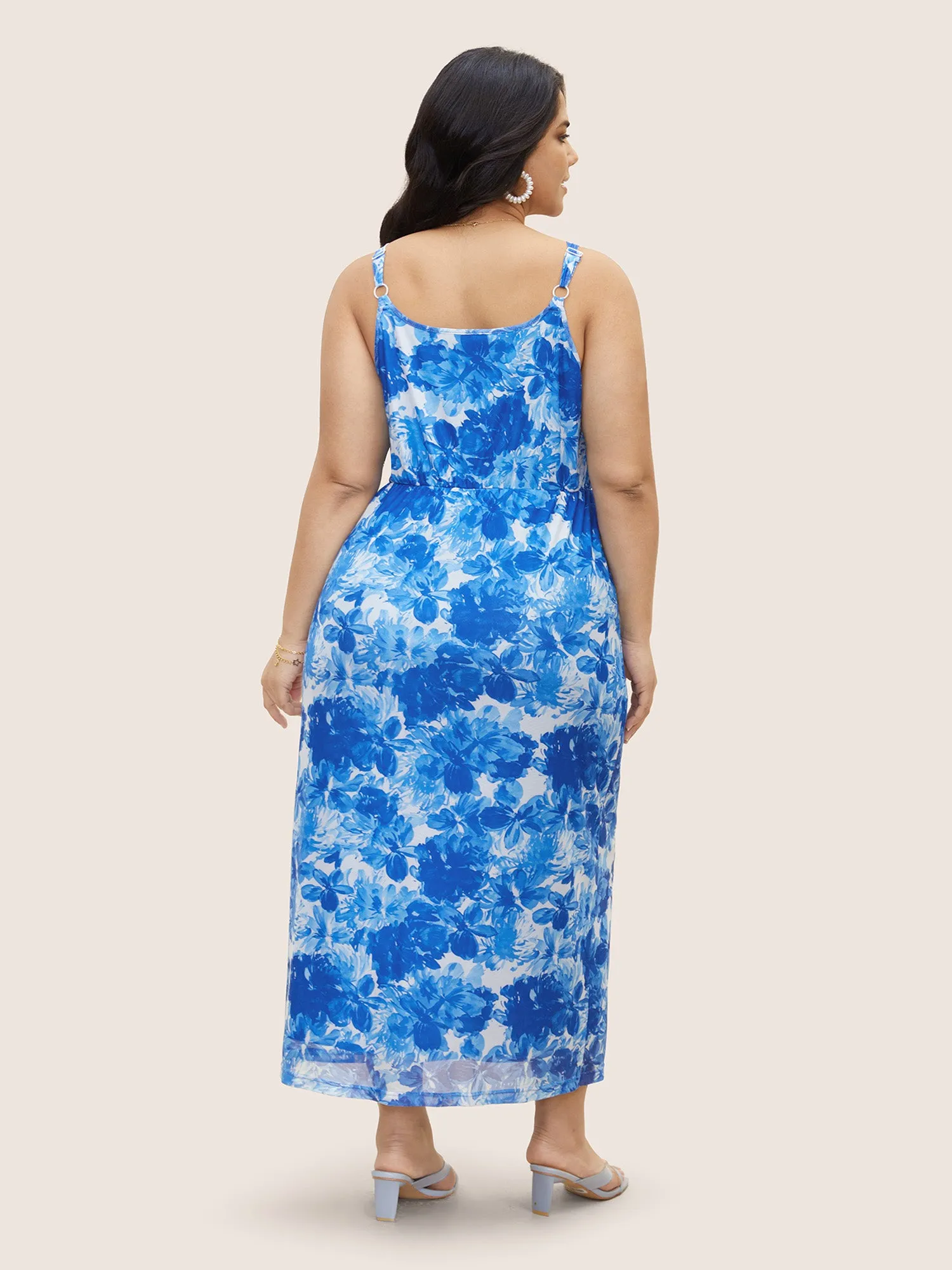 Watercolor Floral Heart Neckline Drawstring Maxi Dress sold by Bloomchic product image thumbnail 2