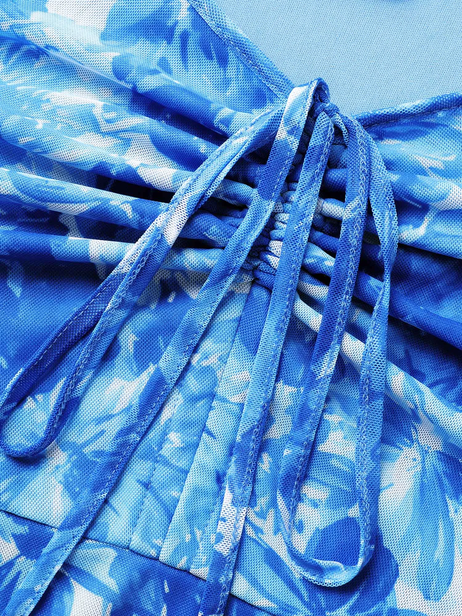 Watercolor Floral Heart Neckline Drawstring Maxi Dress sold by Bloomchic product image thumbnail 5