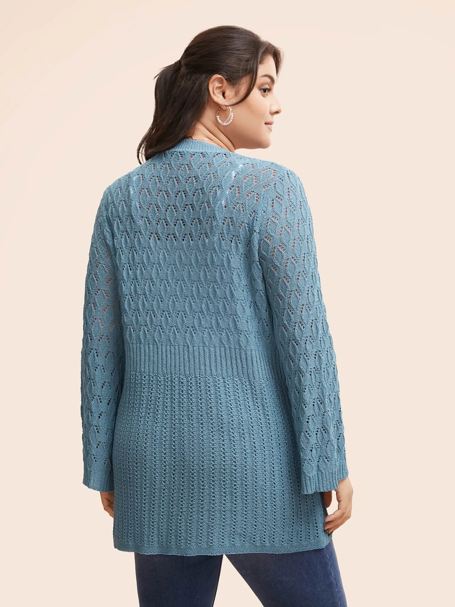 Anti-Pilling Plain Textured Kimono Collar Cardigan sold by Bloomchic product image thumbnail 2