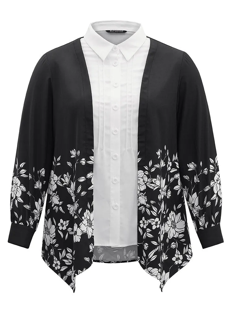 Boho Print Patchwork Asymmetrical Hem Pleated Blouse sold by Bloomchic product image thumbnail 5