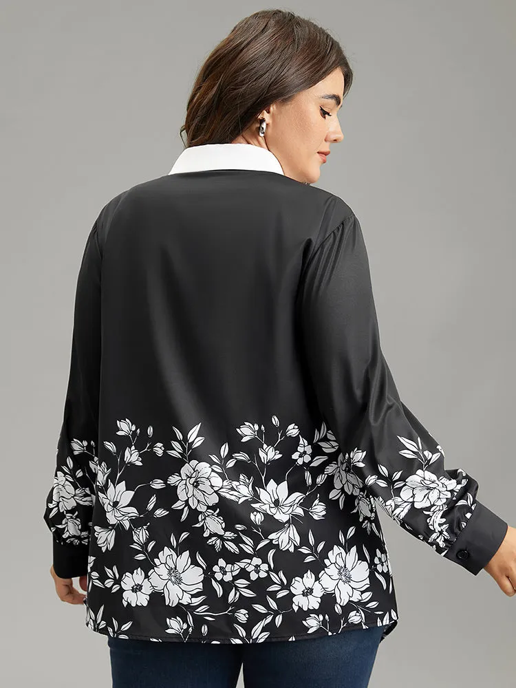 Boho Print Patchwork Asymmetrical Hem Pleated Blouse sold by Bloomchic product image thumbnail 2