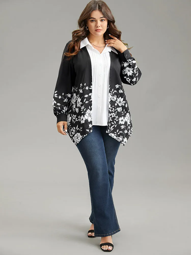 Boho Print Patchwork Asymmetrical Hem Pleated Blouse sold by Bloomchic product image thumbnail 3