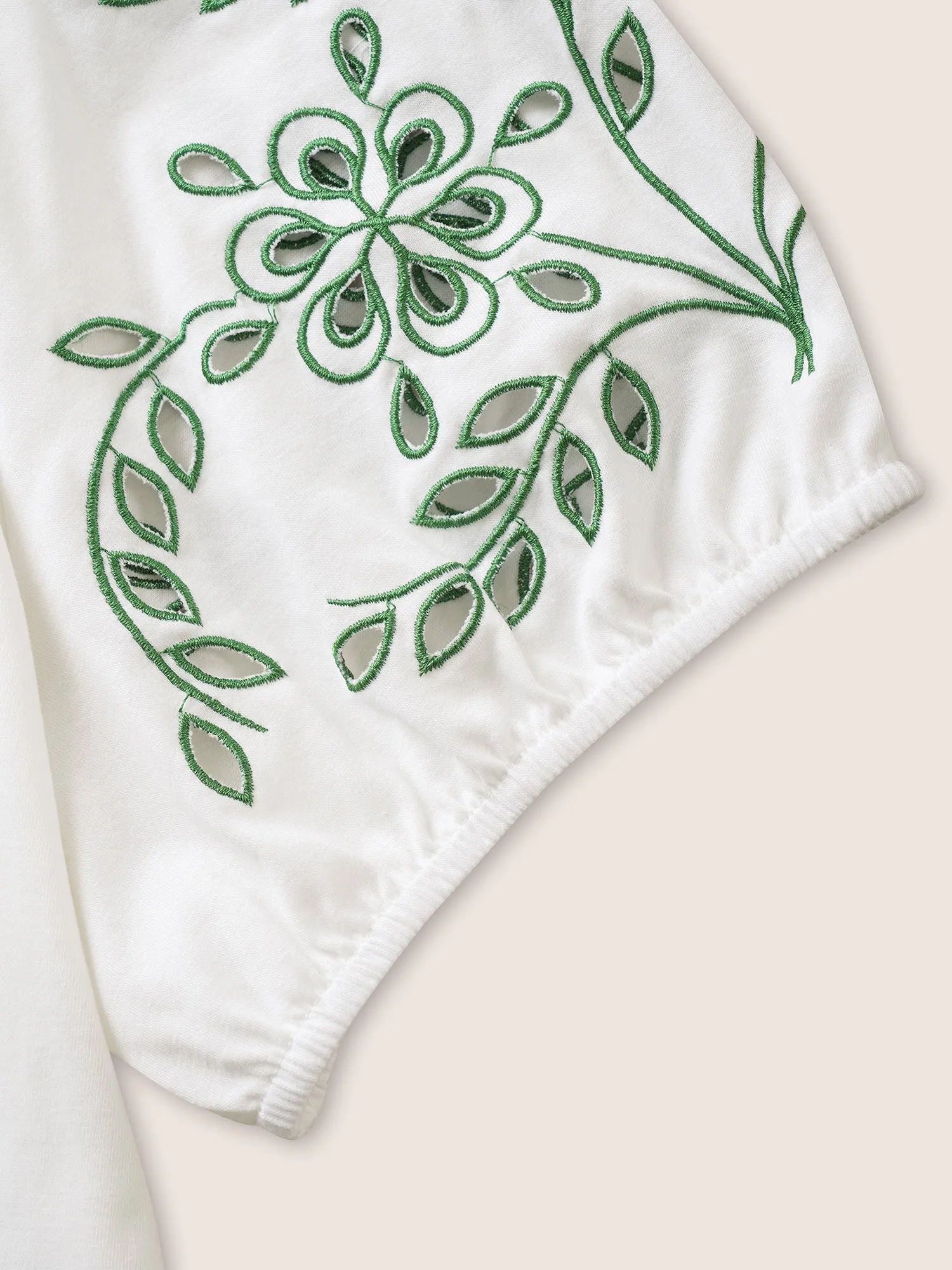 Floral Embroidered Round Neck Cut Out T-shirt sold by Bloomchic product image thumbnail 5