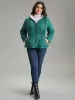 Drawstring Quilted Zipper Fluffy Patchwork Jacket sold by Bloomchic
