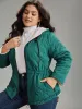 Drawstring Quilted Zipper Fluffy Patchwork Jacket sold by Bloomchic