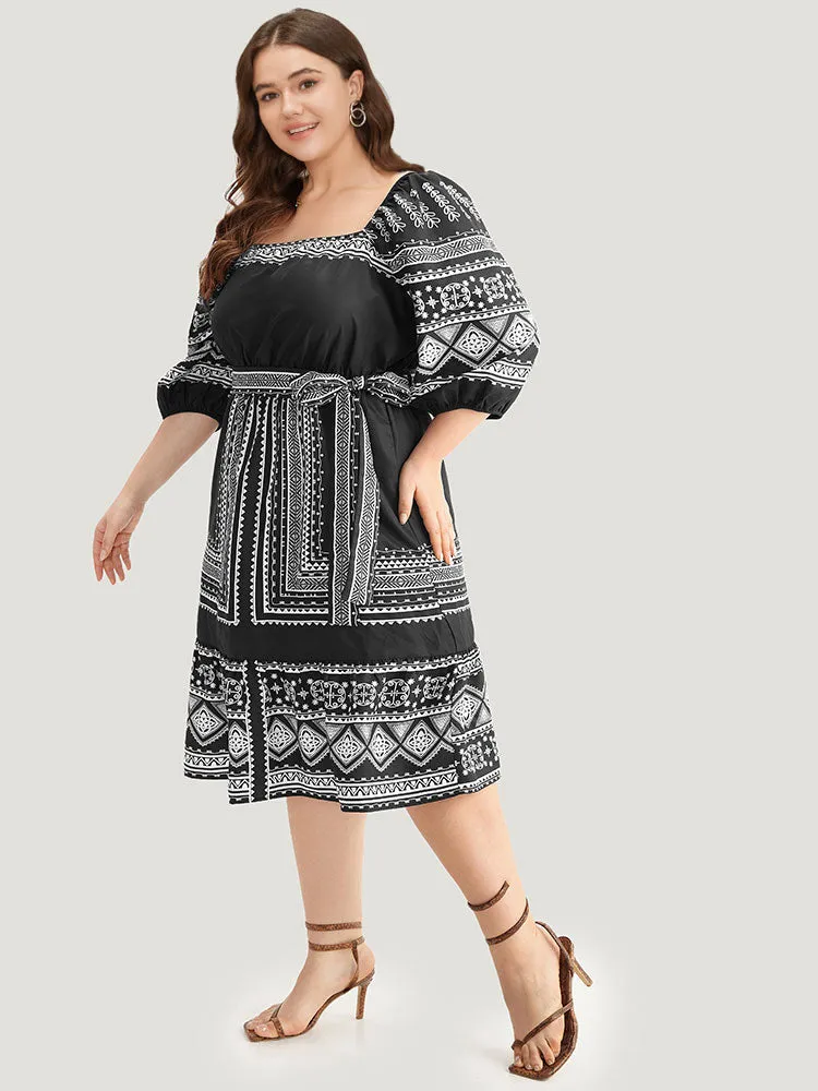Boho Print Square Neck Belted Dress sold by Bloomchic product image thumbnail 2
