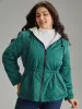Drawstring Quilted Zipper Fluffy Patchwork Jacket sold by Bloomchic