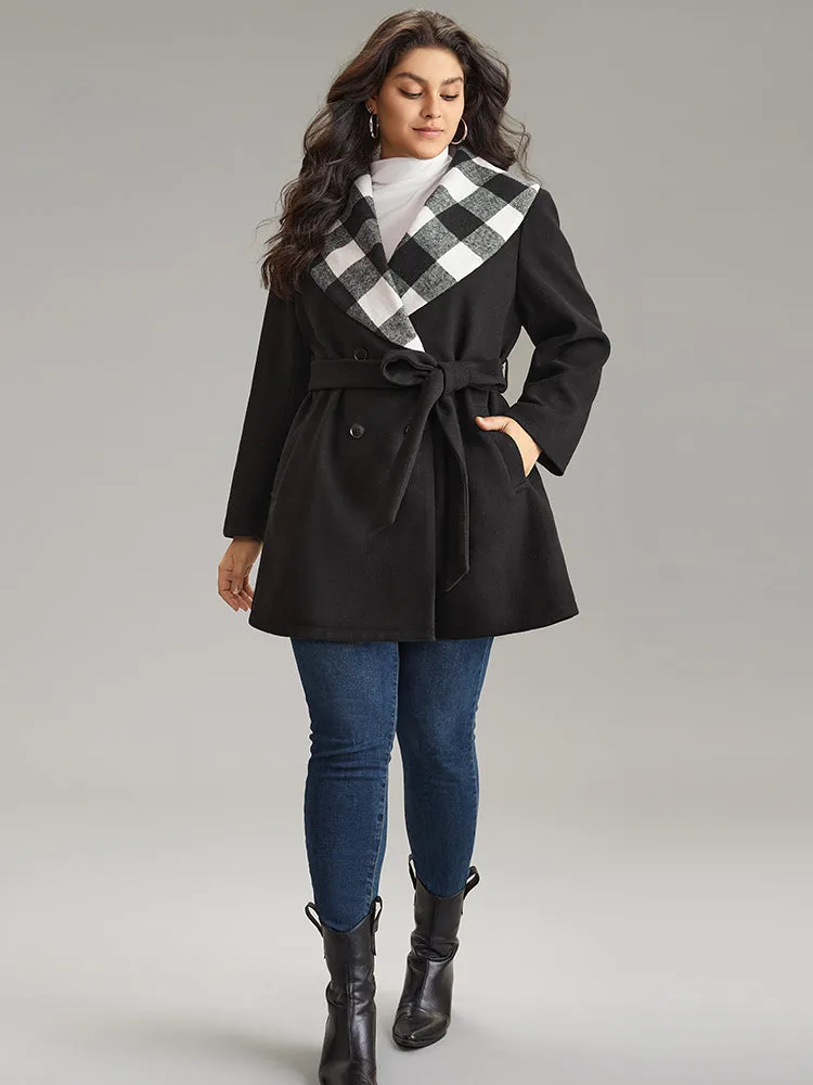 Plaid Lapel Collar Pocket Belted Coat sold by Bloomchic product image thumbnail 4
