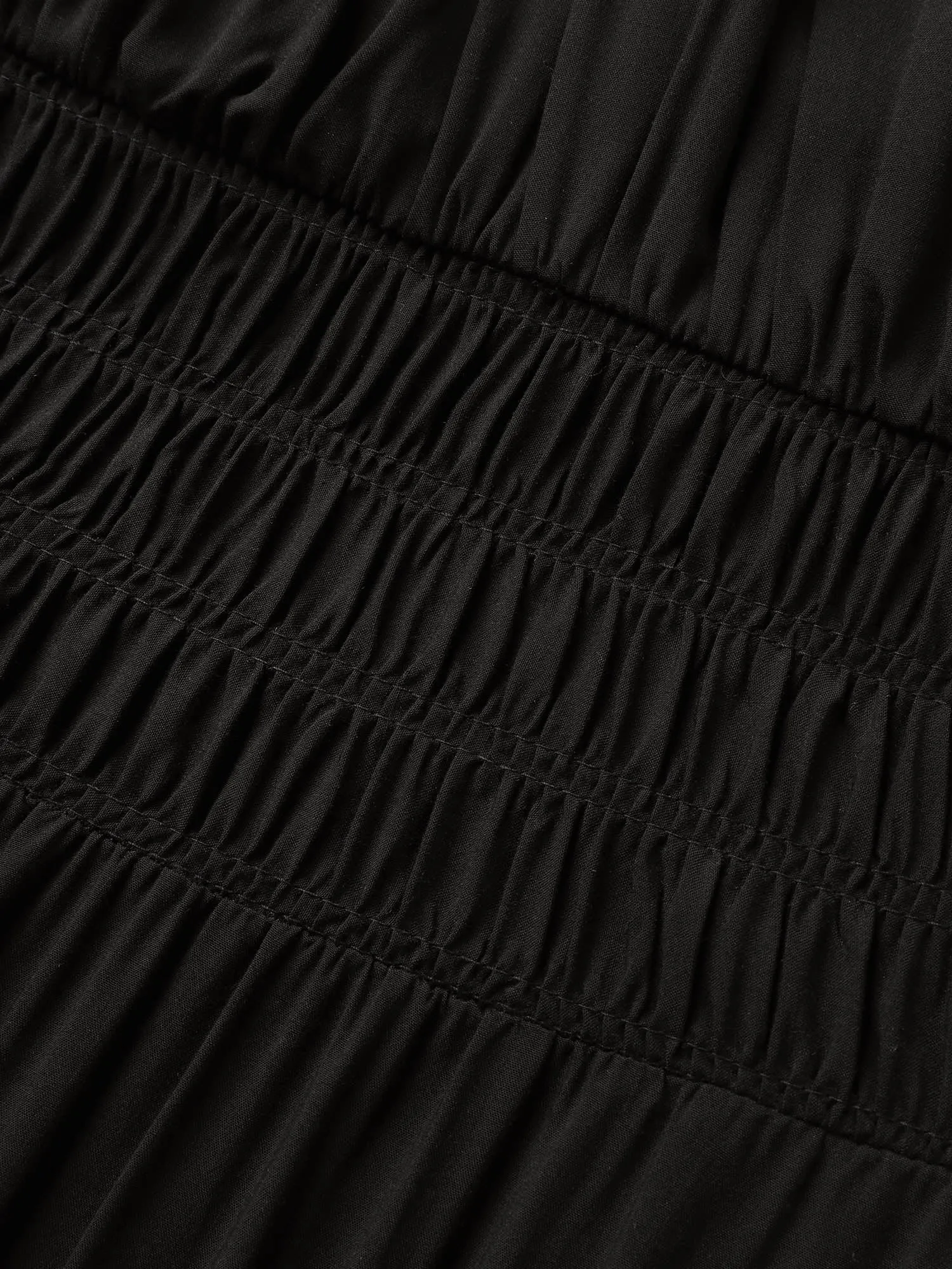 Plain Gathered Elastic Waist Ruffle Trim Dress sold by Bloomchic product image thumbnail 5