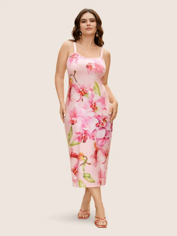 Slim Fit Butterfly Orchid Adjustable Straps Dress sold by Bloomchic