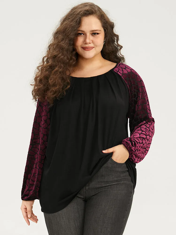 Halloween Contrast Velvet Pleated Detail Elastic Cuffs T-shirt sold by Bloomchic product image thumbnail 2