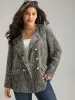Tweed Plisse Double Breasted Flap Pocket Coat sold by Bloomchic