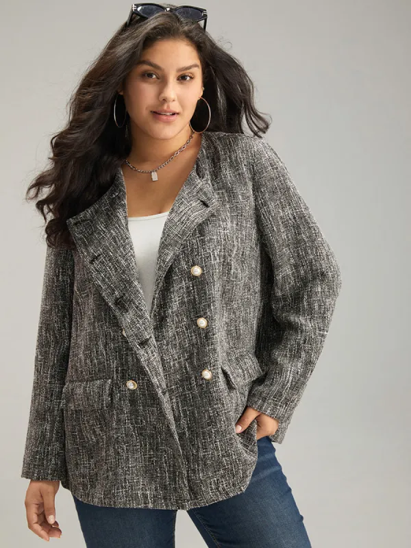 Tweed Plisse Double Breasted Flap Pocket Coat sold by Bloomchic