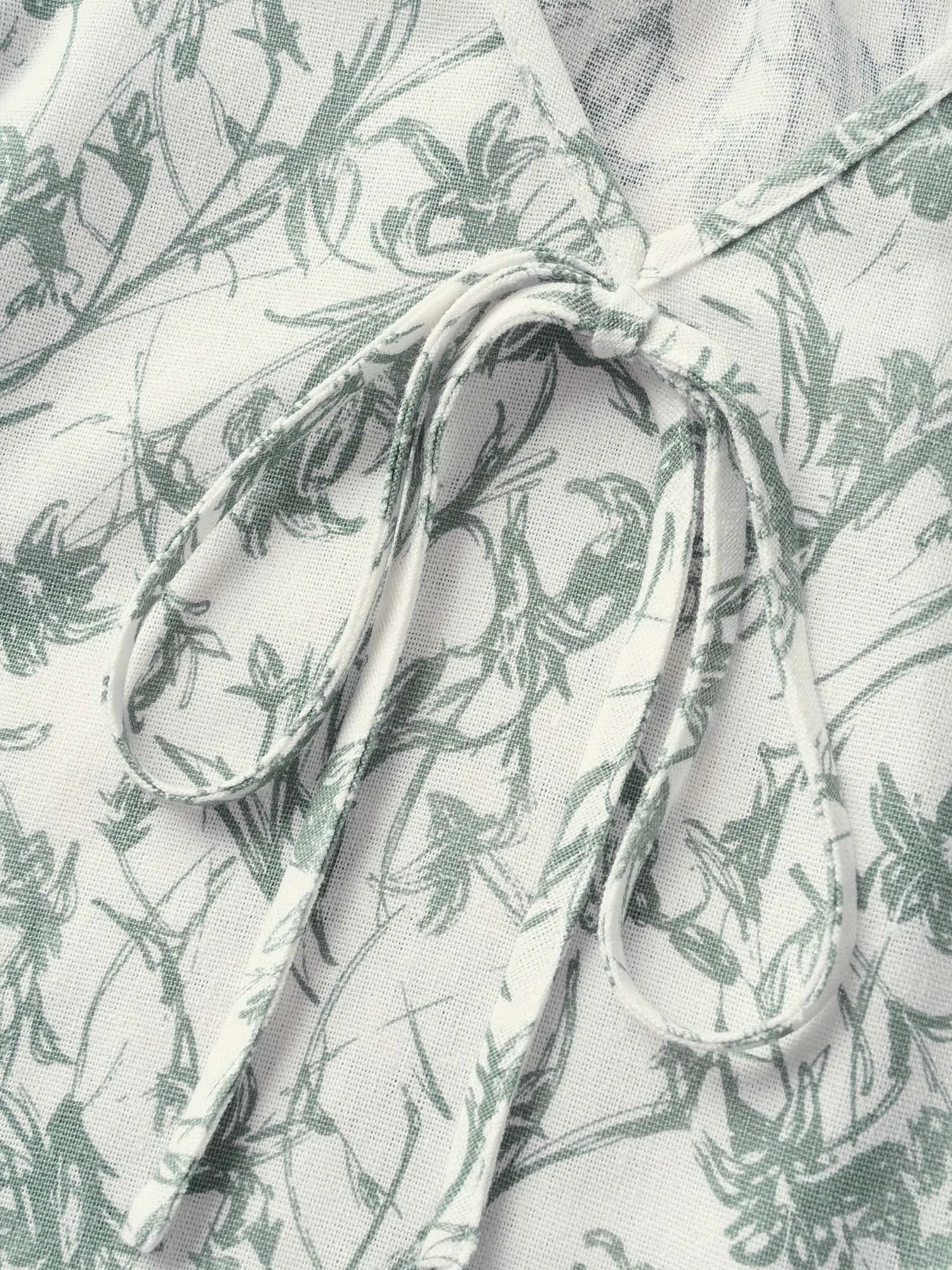 Linen Blend Natural Flowers Tie Knot Blouse sold by Bloomchic product image thumbnail 5